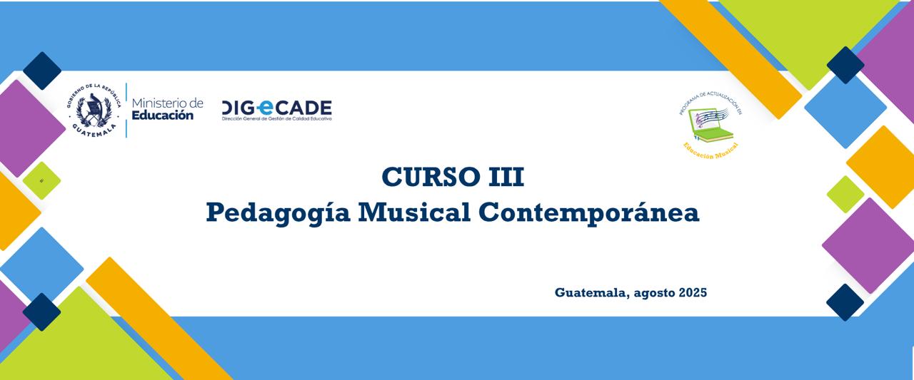 Portada con el nombre del curso III, Pedagogía Musical Contempránea
